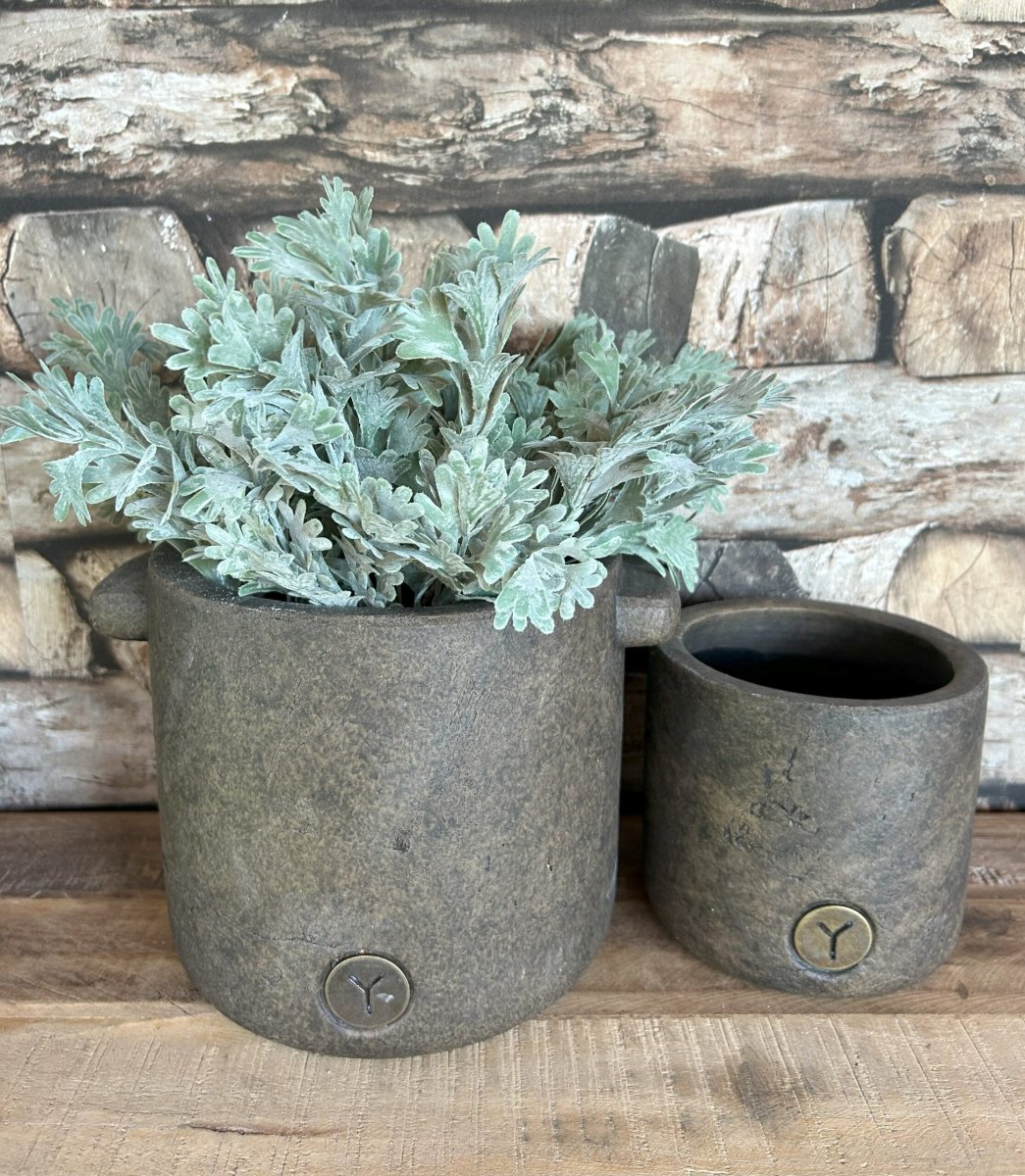 Set of 2 planters Basic Majestic Brown Ø24-14xH19-13 - Afbeelding 2