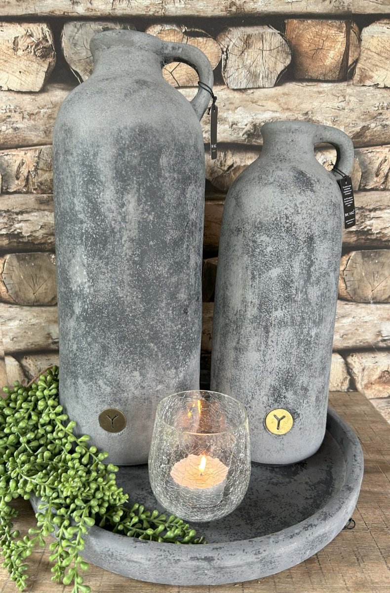 Bottle Basic with One Ear Stone Black Ø19xH46 - Afbeelding 4