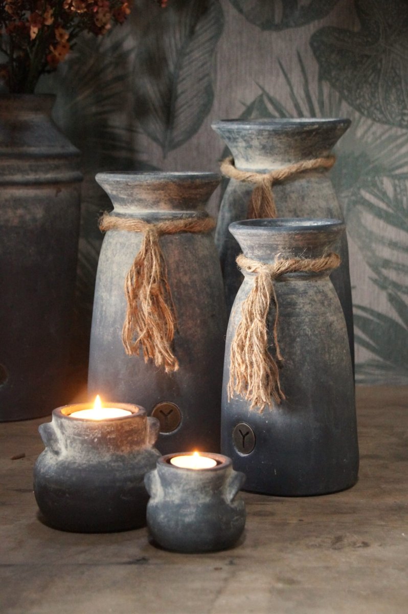 Jar with Rope Ancient Clay Ø13xH25 - Afbeelding 4